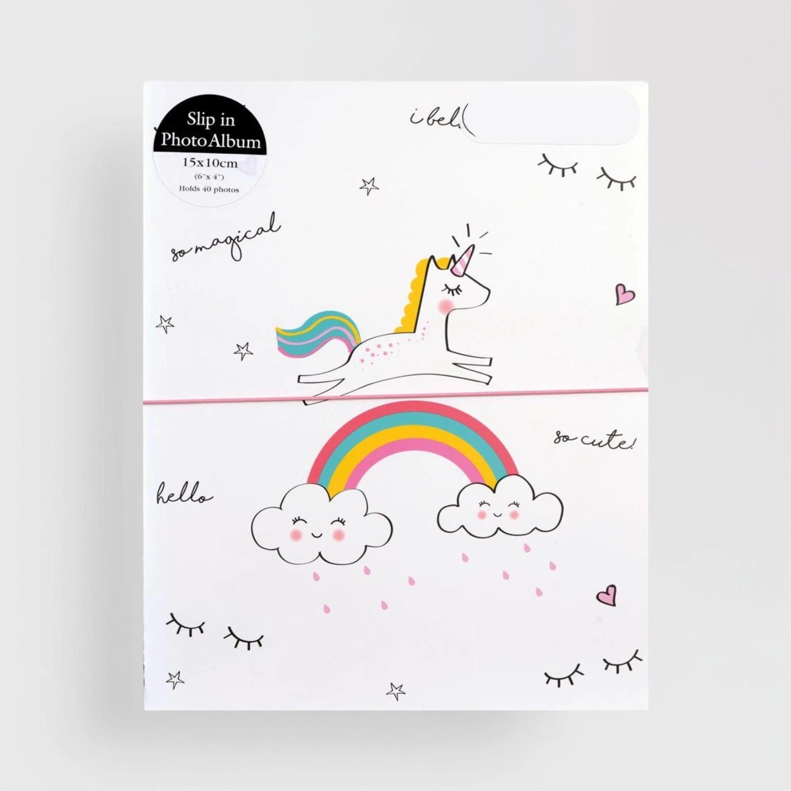 Slip-In Photo Album 6x4 Holds 40 Photos | Slim Unicorn Design Family Memory Book for Birthday & Gifts