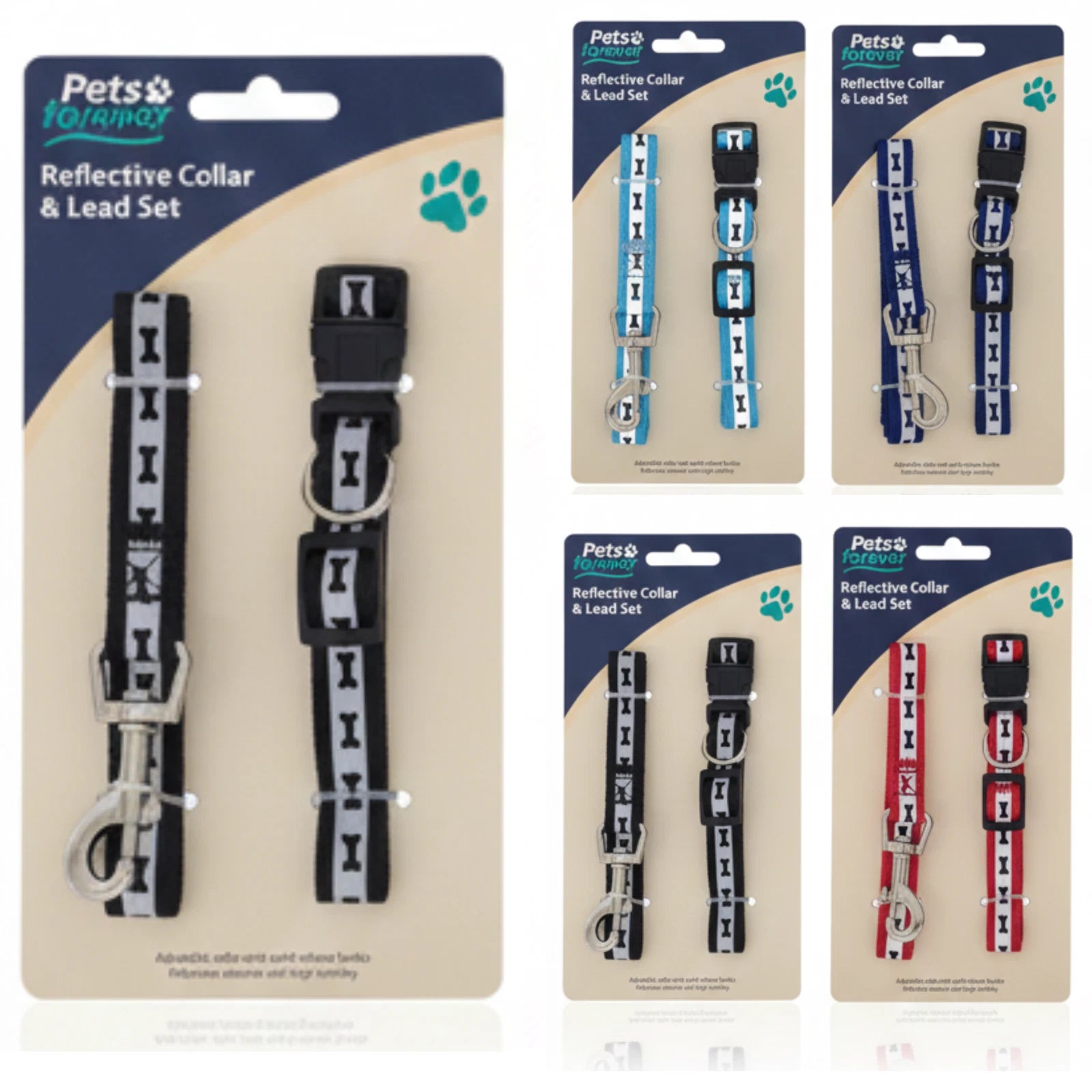 Small Dog Reflective Collar and Lead Set – Adjustable Soft Nylon Pet Leash 116cm for Walking & Training