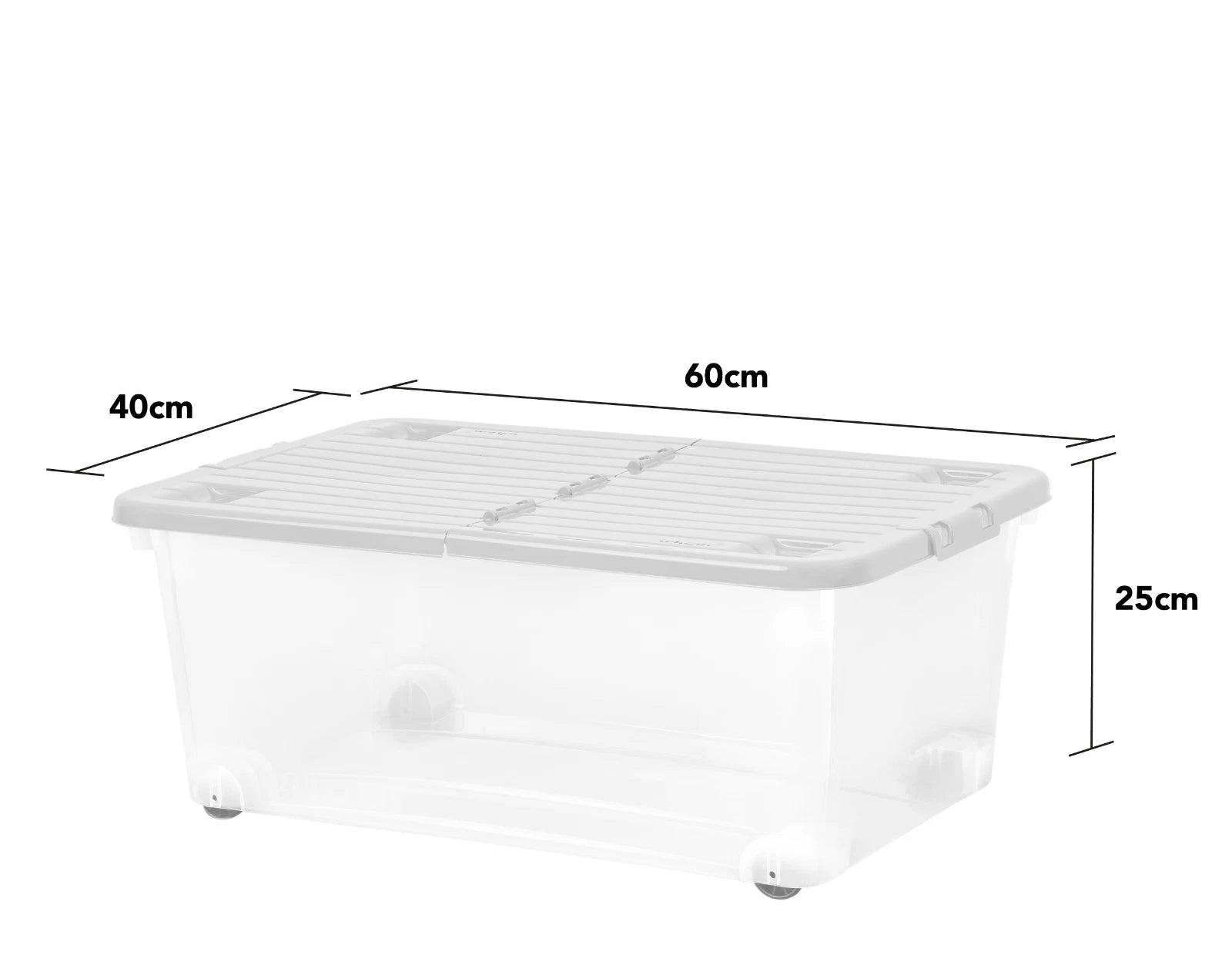 45L Plastic Storage Box with Wheels & Lid – Stackable Clear Storage Container for Home, Office & Organisation