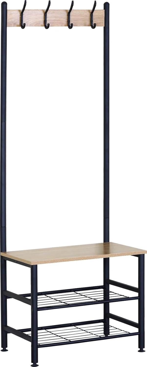 Coat Rack with Shoe Storage with Bench Clothes Hat Hanging Hallway Bedroom 60x40x175 cm