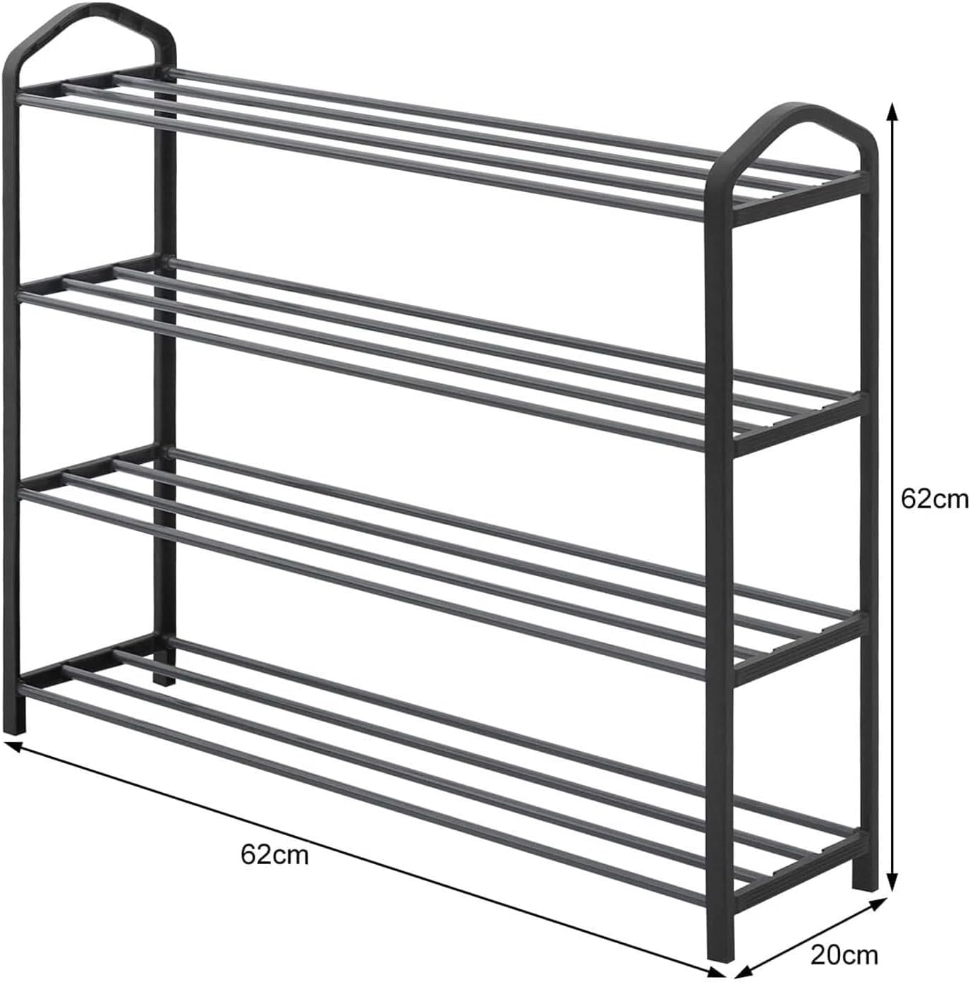 4 Tier Shoe Rack Shoe Storage Organiser Storage Rack Hallway 12-14 Pairs 62x20x62 cm
