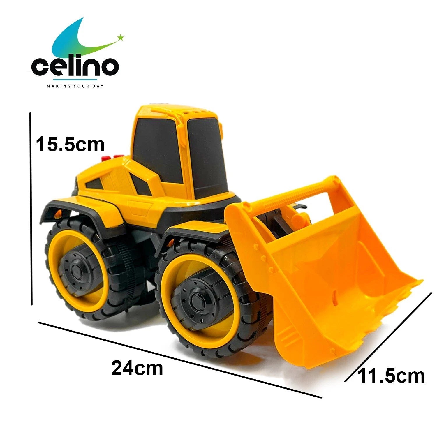 Kids Construction Vehicle Toy Bulldozer Truck – Friction Powered with Lights & Sound, Heavy Duty Building Site Toy for Boys