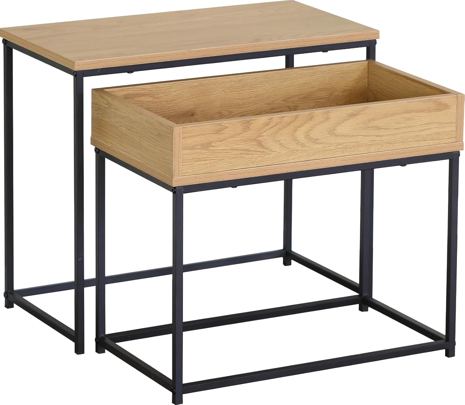 Nesting Coffee Tables Set of 2 Nest Stacking Side End Table Steel Metal Frame
