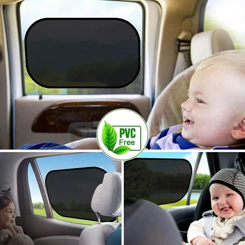 2 x Car Sun Shades Foldable Cling Side Window | UV Protection for Kids & Baby Travel