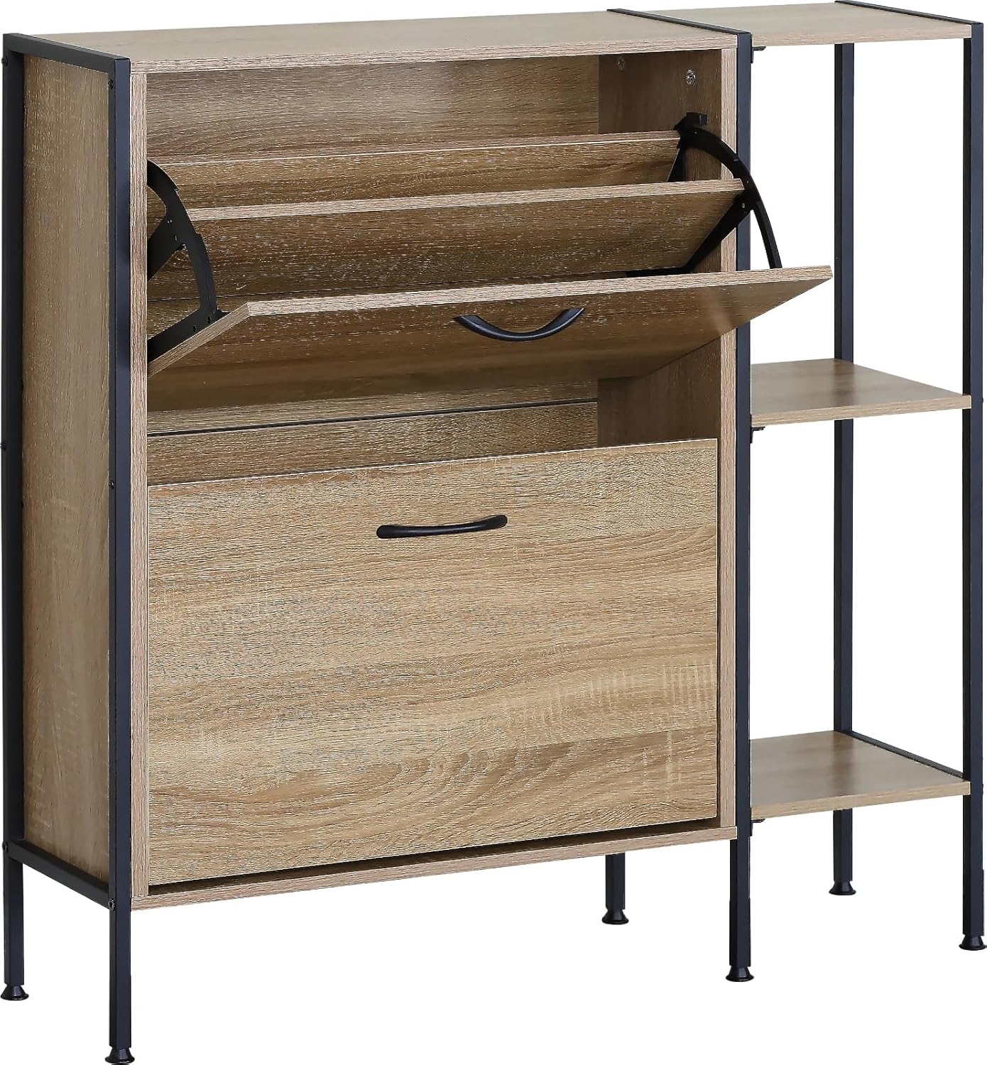 2 Drawer Shoe Cabinet Cupboard Storage Organiser Rack Hallway Furniture Unit 88x24x87 cm