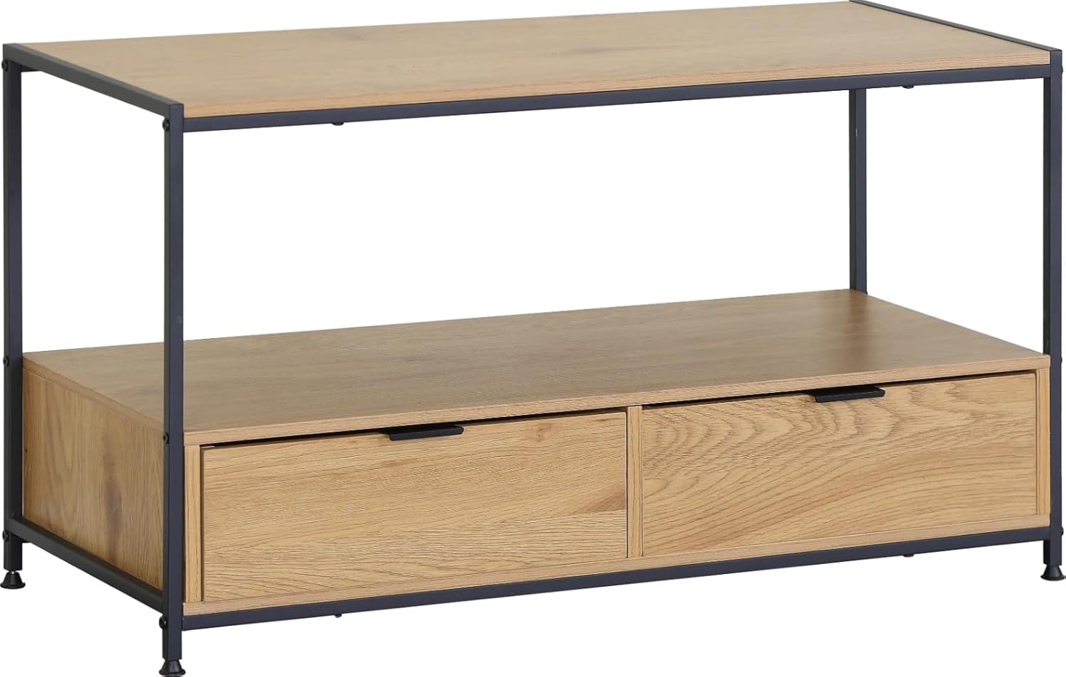 Coffee Table with Drawer Storage Industrial Style 2-Tier Living Room Furniture 100×40×54 cm