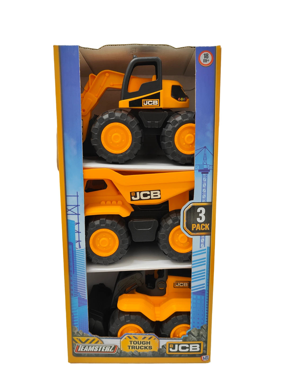 Set of 3 JCB Construction Vehicle Toys – 7 Inch Truck & Trailer Playset for Kids, Boys & Girls Gift