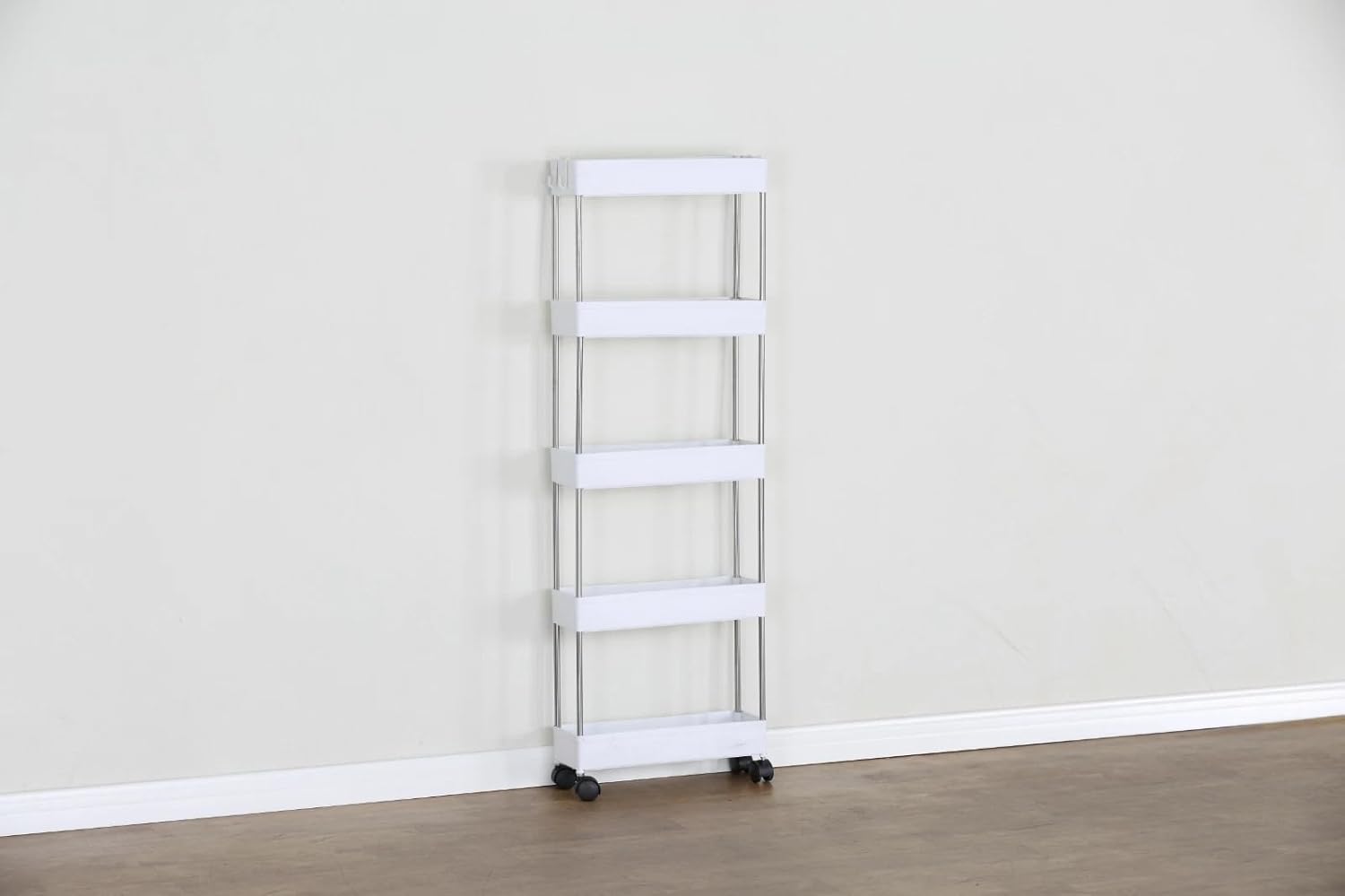 5 Tier Kitchen Storage Trolley on Wheels Tall Plastic Pantry Organiser Bathroom 40x12.5x110 cm