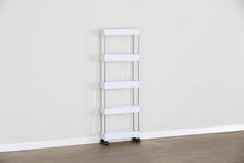 Load image into Gallery viewer, 5 Tier Kitchen Storage Trolley on Wheels Tall Plastic Pantry Organiser Bathroom 40x12.5x110 cm
