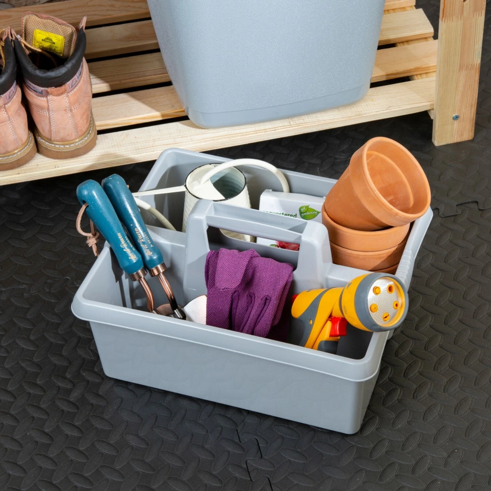 Large Plastic Caddy Kitchen Cleaning Tools Carry Tray Tidy Organiser with Handle