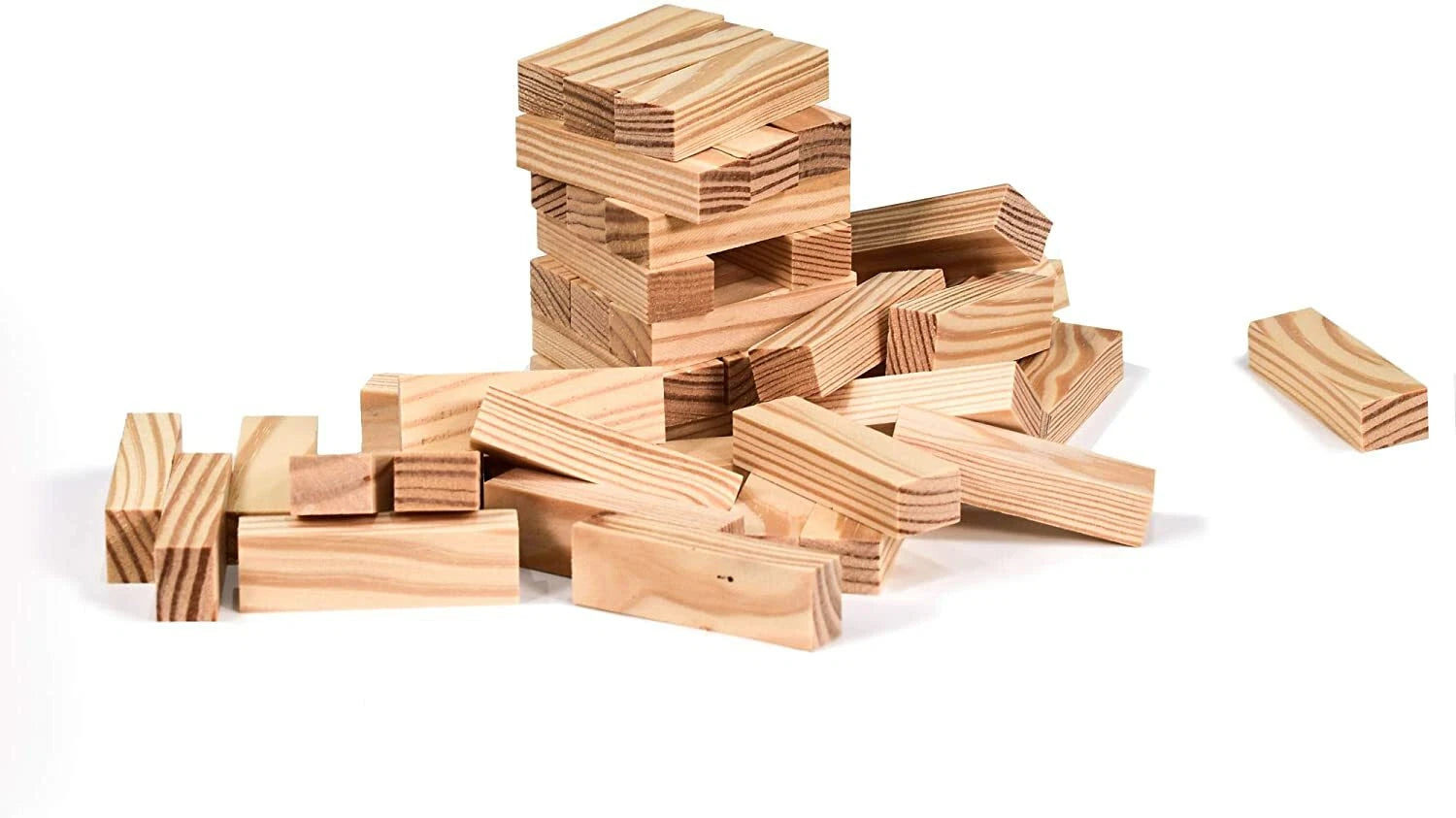 54Pc Wooden Tumbling Tower Game Traditional Stacking Family Kids Travel Friendly