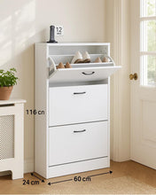 Load image into Gallery viewer, 3 Drawer Shoe Cabinet Cupboard Shoe Storage Organiser White Furniture Unit 60x24x116 cm
