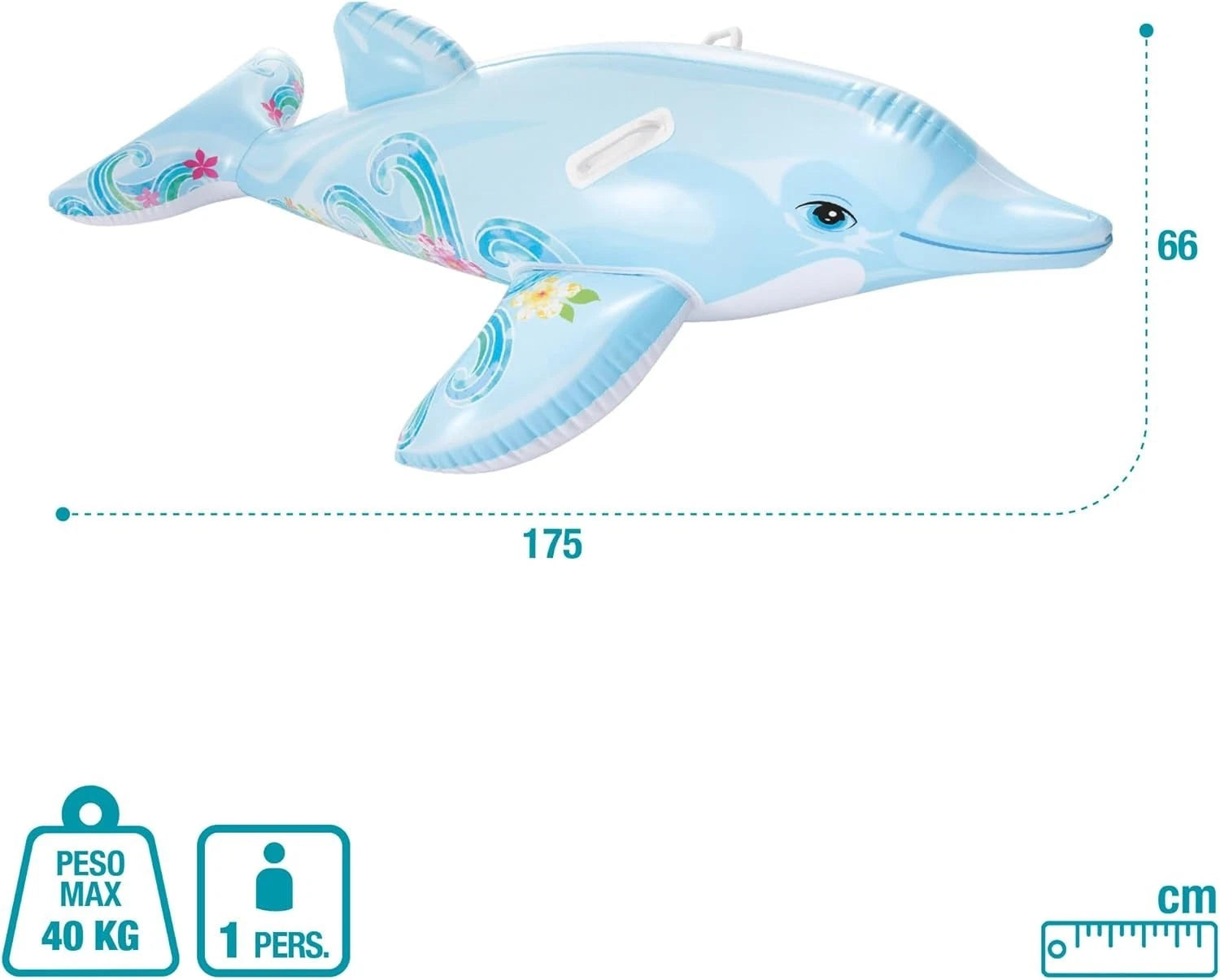 Kids Inflatable Dolphin Ride-On Pool Float | 175cm Swimming Toy for Summer Water Fun