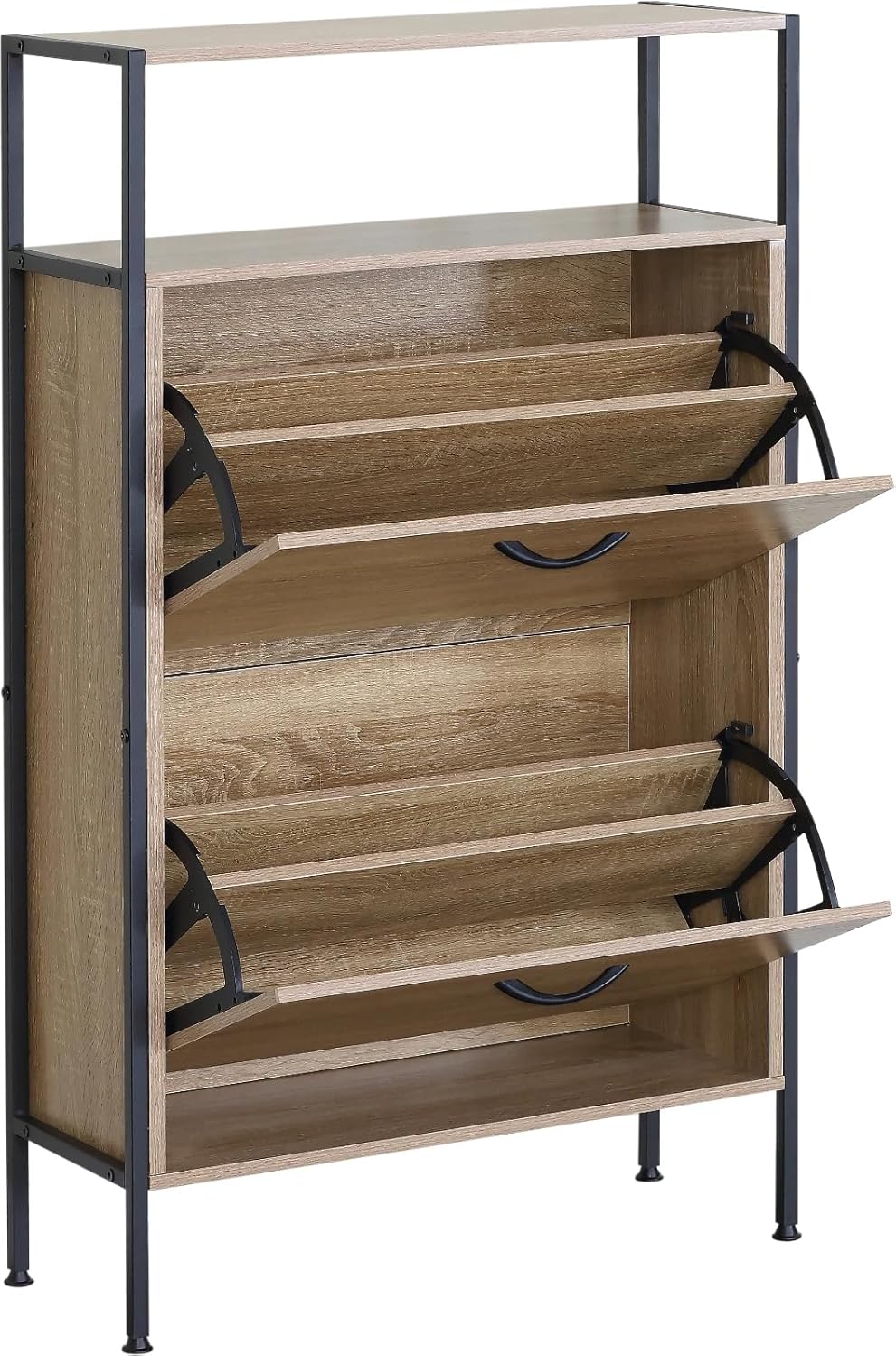 2 Drawer Shoe Cabinet Shoe Rack Storage Organiser Hallway Furniture Unit 63x24x105 cm