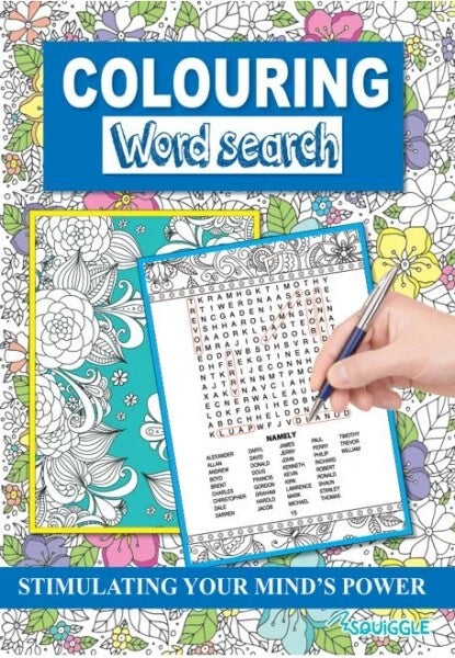 A4 Colouring & Wordsearch Puzzle Book | Mind Relaxing Activity Book for Adults & Older Children
