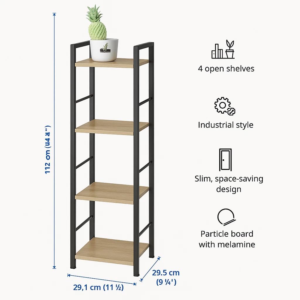 4 Tier Ladder Shelf Bookcase Tall Living Room Display Storage Shelving Unit 29.1×23.5×112 cm
