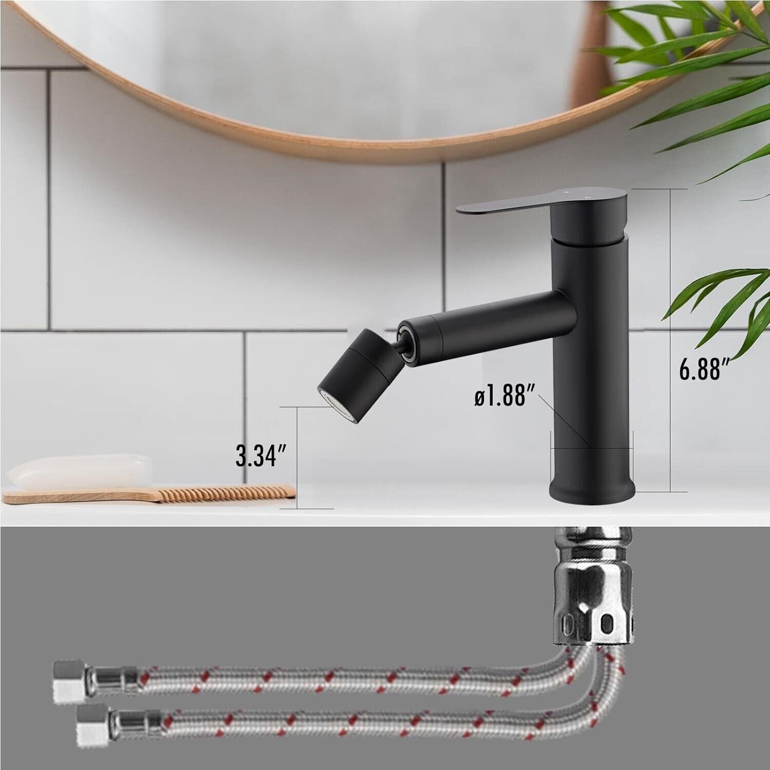 Black Basin Sink Mixer Tap | 360° Rotating Bathroom Faucet with Dual Flow Modes | Modern Sink Tap