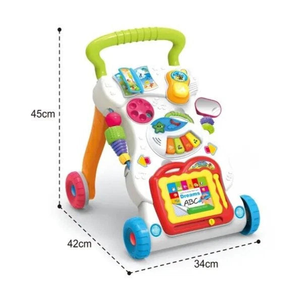 Push Along Baby Walker with Wheels | Multifunctional Activity Toy for Boys & Girls Early Learning