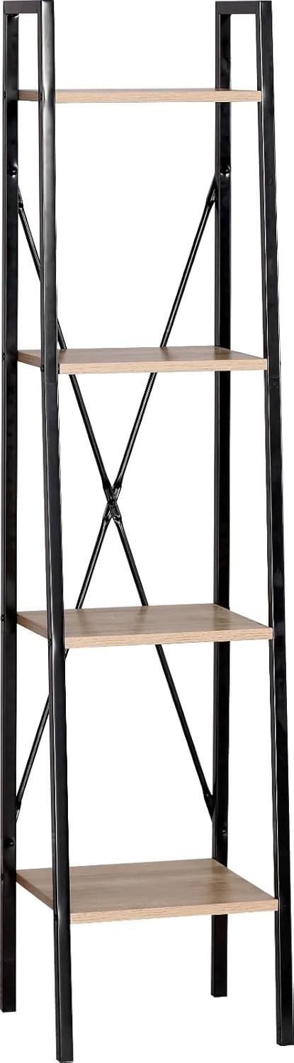 4 Tier Bookshelf Storage Rack – Steel Frame Display Shelving Unit for Books, Plants, Living Room, Office & Hallway