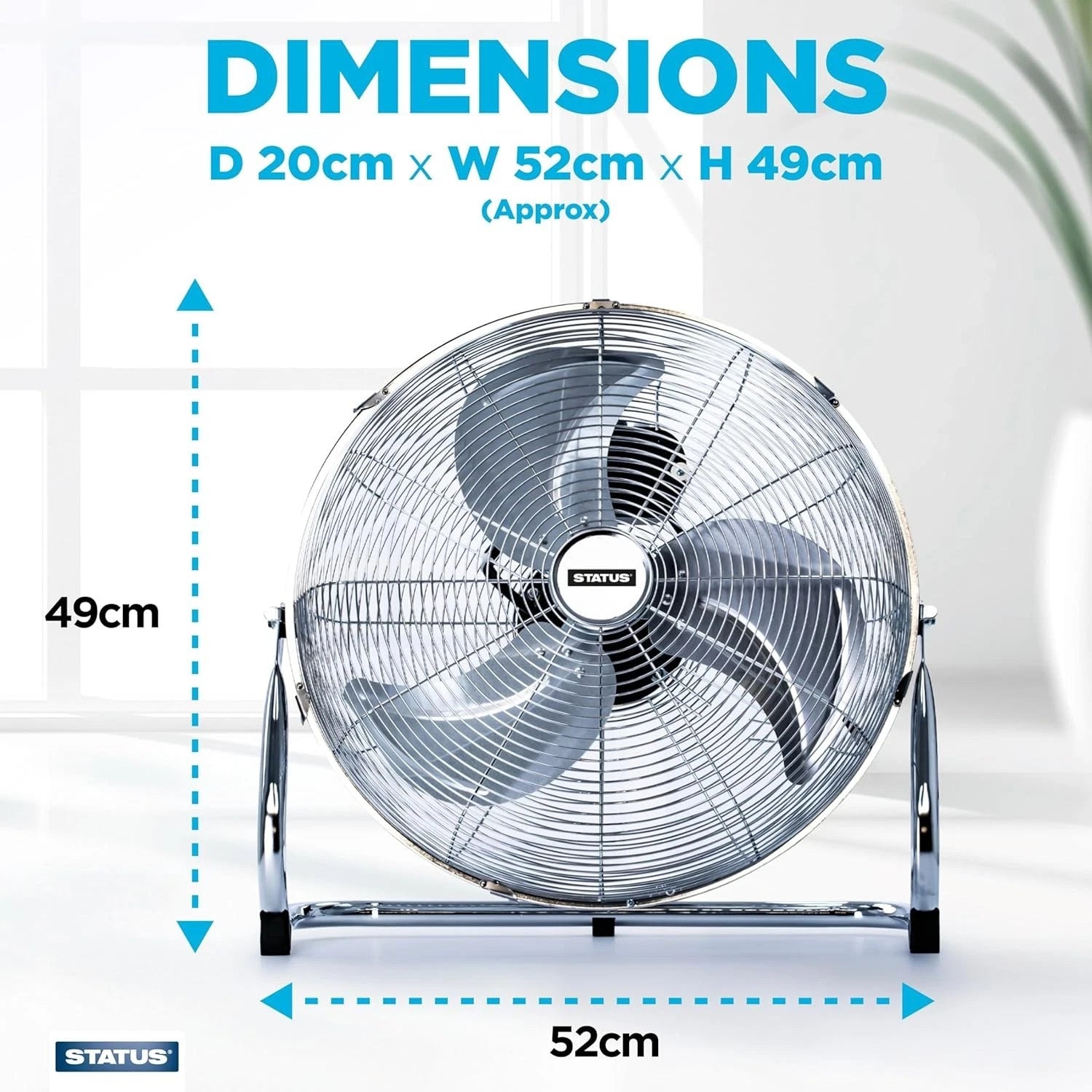 16 Inch Floor Fan Chrome Metal 3 Speed High Velocity Portable Adjustable Tilt