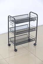 Load image into Gallery viewer, 3 Tier Storage Cart Metal Kitchen Trolley on Wheels Organiser Utility Rack 44x26x62 cm
