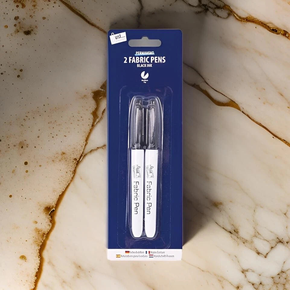 2 x Permanent Fabric Pens Clothes Textile Label Laundry Waterproof Marker Pen
