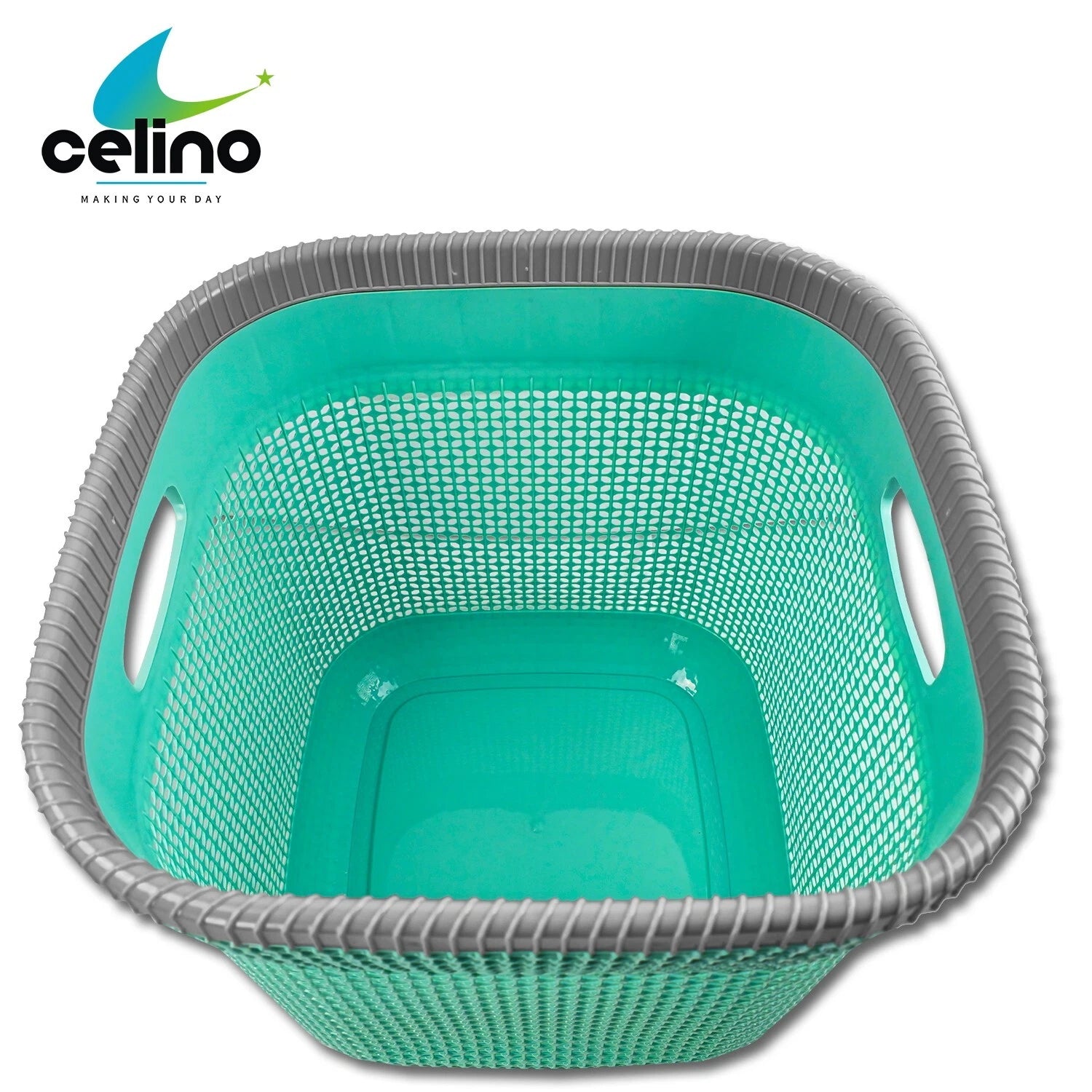 53L Plastic Rattan Laundry Basket Strong Washing Clothes Hamper Storage Knitted