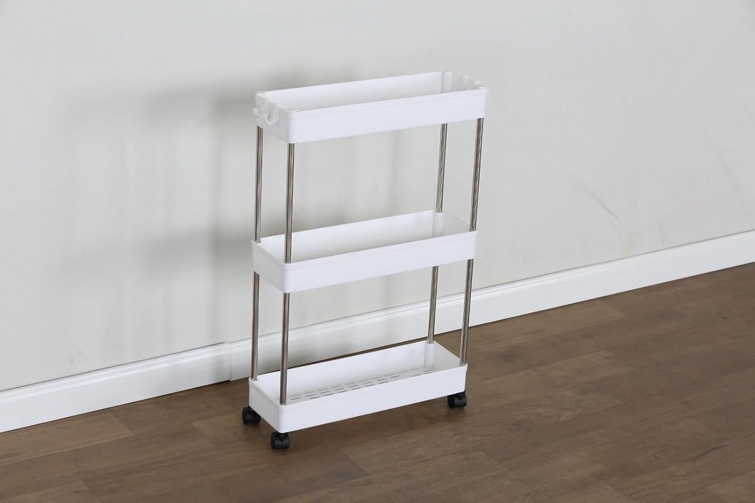 3 Tier Plastic Kitchen Trolley on Wheels | Storage Organiser for Kitchen, Bathroom & Living Room (60x13x40 cm)