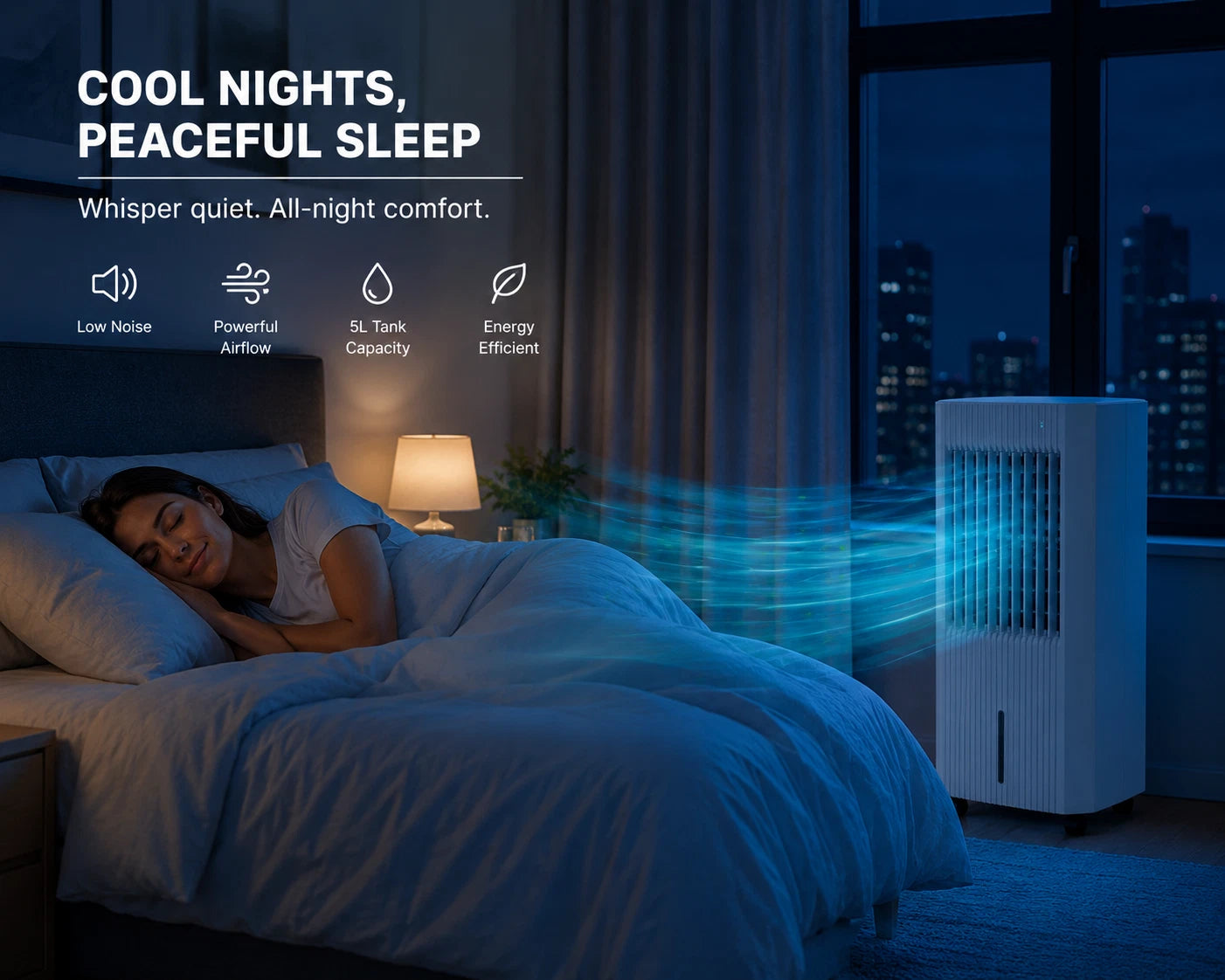 5L Portable Air Cooler with Water Tank – Evaporative Cooling Fan for Bedroom, Office & Home Use