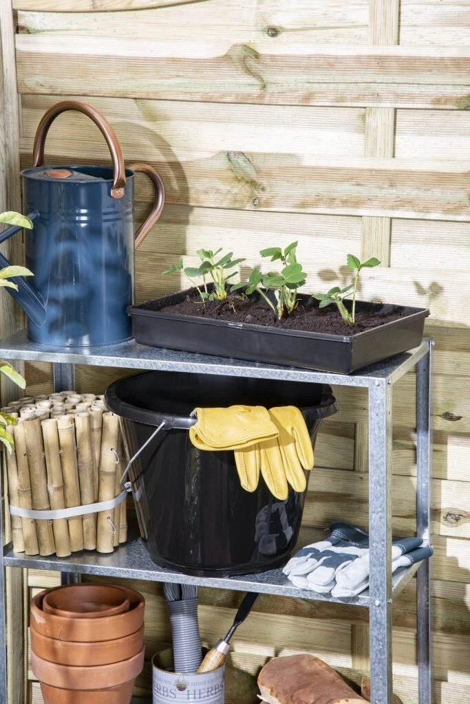 12L Heavy Duty Plastic Bucket Black | General Purpose Water Storage Bucket with Metal Handle