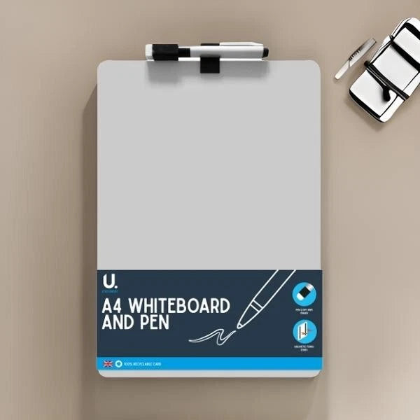 A4 Whiteboard Magnetic Double Sided Dry Wipe Re-writable Pen School Home Office