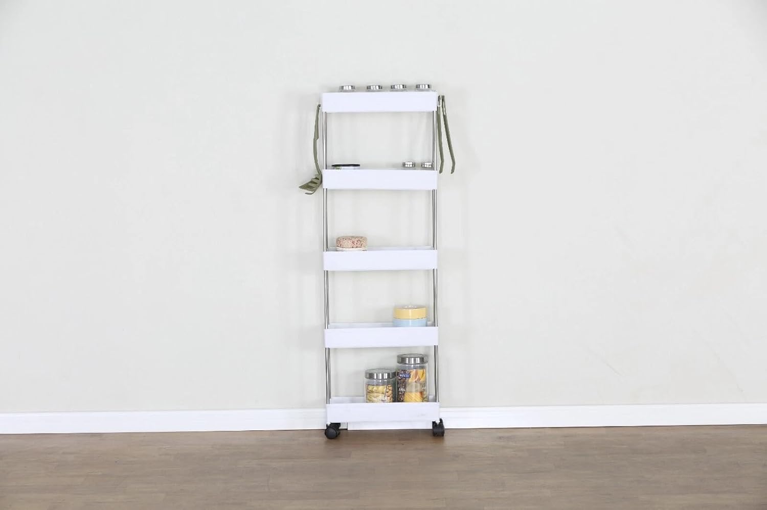 5 Tier Kitchen Storage Trolley on Wheels Tall Plastic Pantry Organiser Bathroom 40x12.5x110 cm