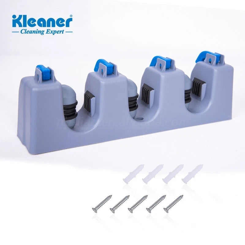 Rectangular Wall Mount Broom Holder Garden Tool 3 Slots 4 Hooks Utility Storage