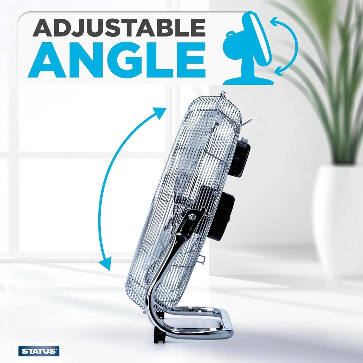16 Inch Floor Fan Chrome Metal 3 Speed High Velocity Portable Adjustable Tilt
