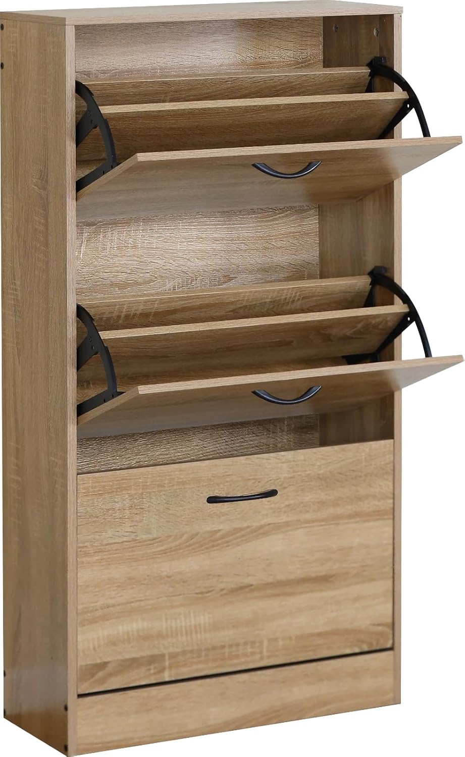 3 Drawer Shoe Cabinet Storage Organiser – Pull Down Shoe Rack Cupboard Unit 60×24×116cm | Space-Saving Hallway & Entryway Furniture