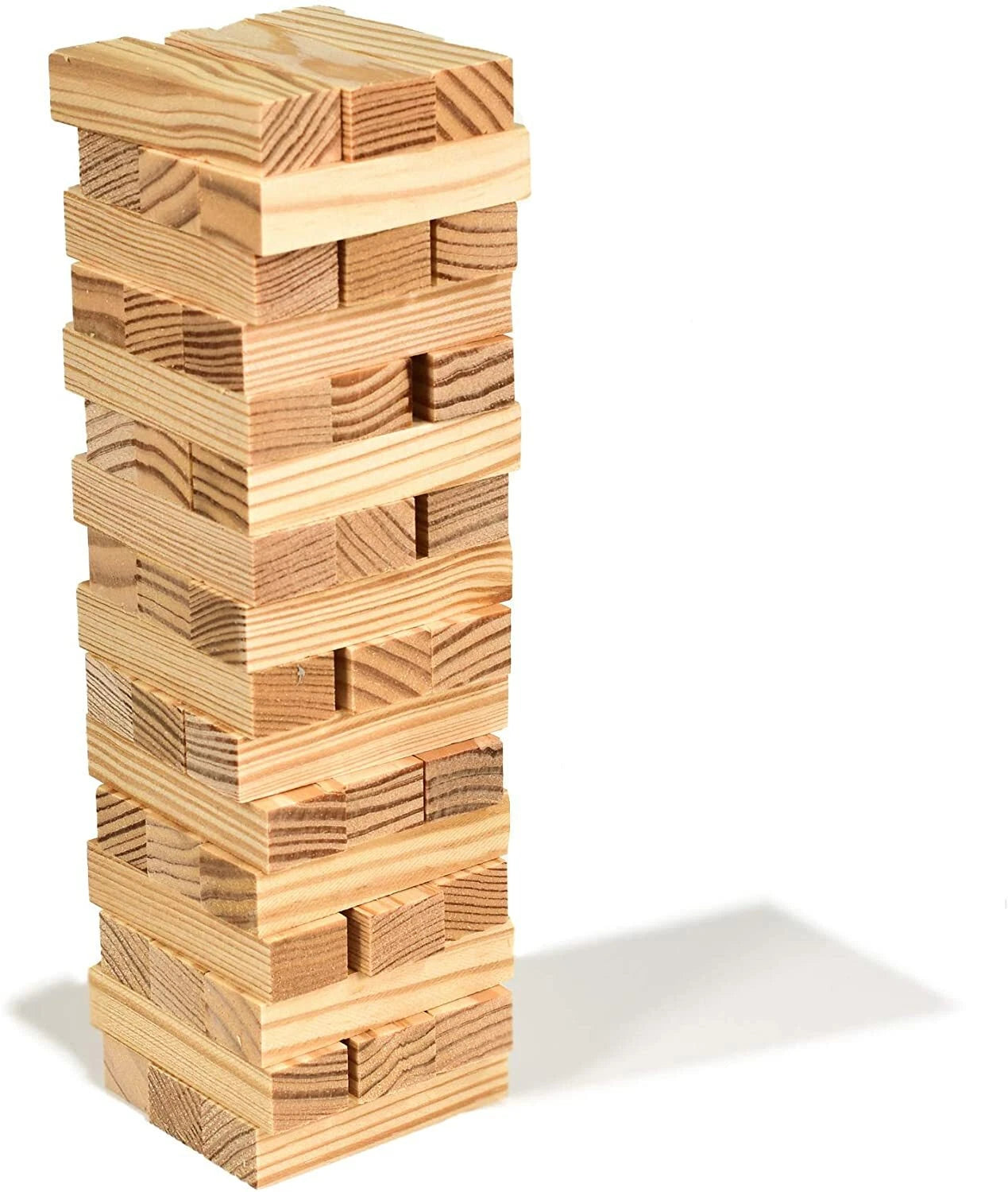 54Pc Wooden Tumbling Tower Game Traditional Stacking Family Kids Travel Friendly