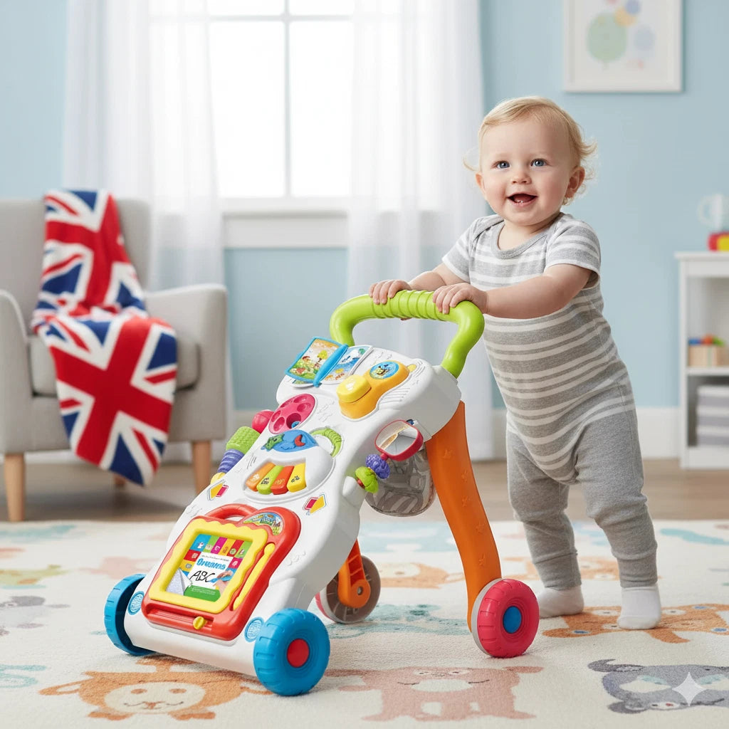 Push Along Baby Walker with Wheels | Multifunctional Activity Toy for Boys & Girls Early Learning