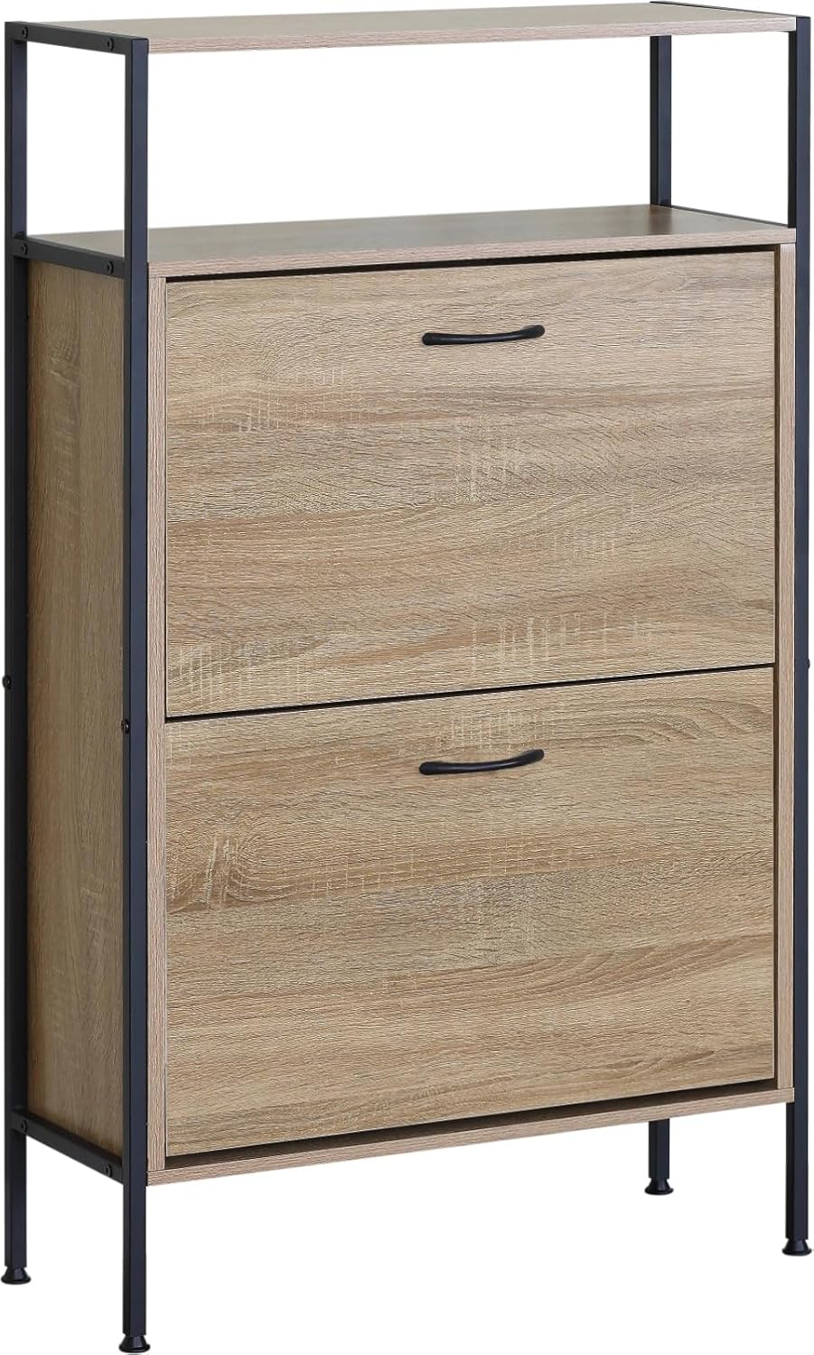 2 Drawer Shoe Cabinet Shoe Rack Storage Organiser Hallway Furniture Unit 63x24x105 cm