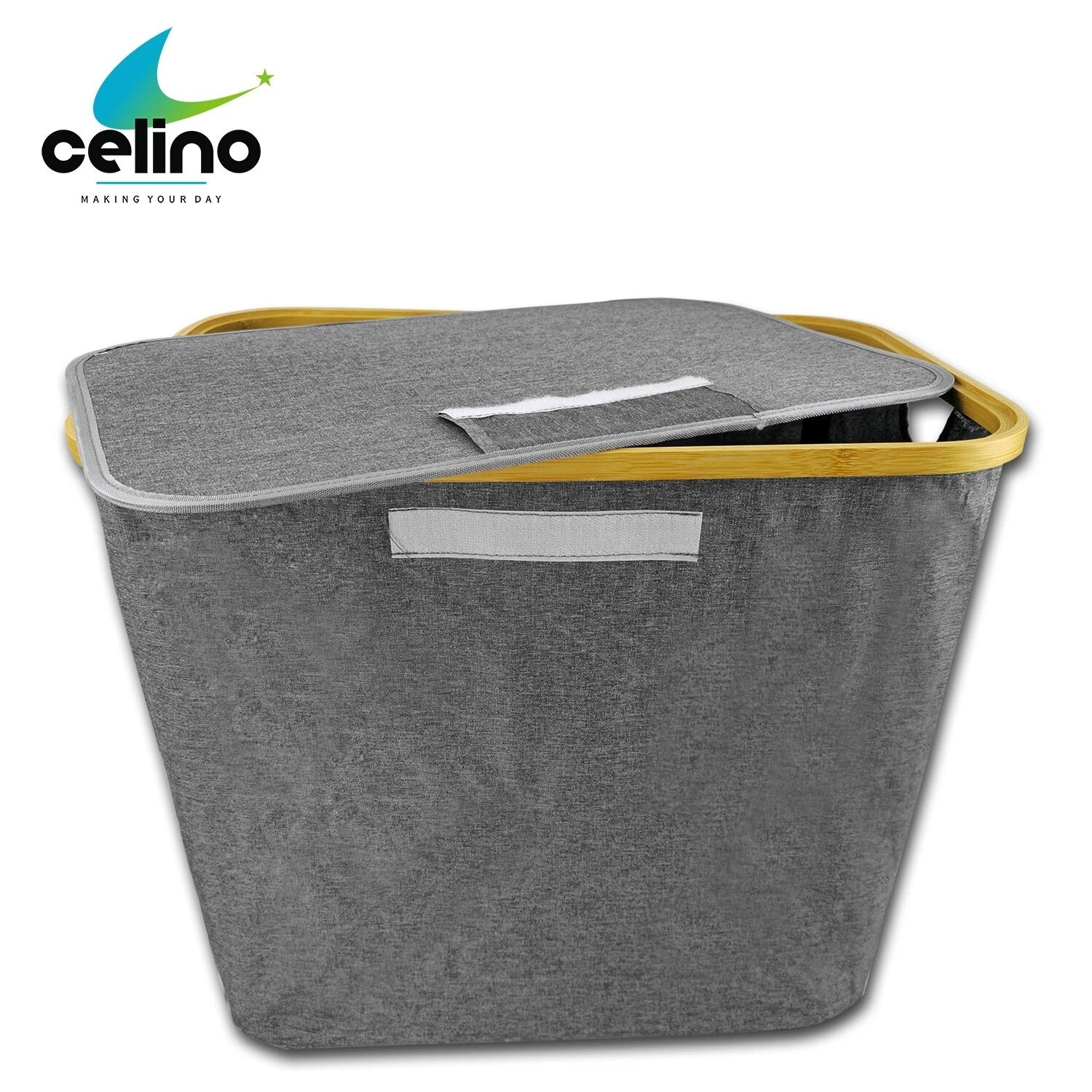 75L Foldable Fabric Laundry Basket With Lid Cover Collapsible Clothes Hamper NEW