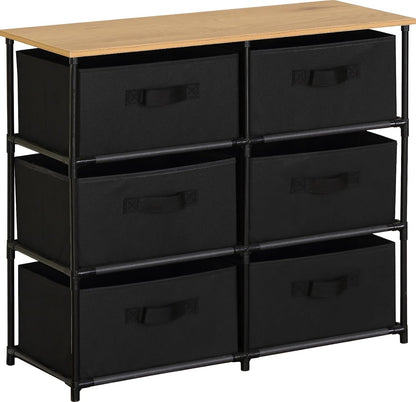 6 Chest of Drawers Fabric Storage Wardrobe Cabinet Living Room Dresser Table 75x30x68 cm