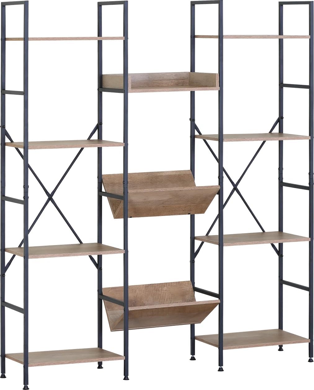 4 Tier Bookshelf Large Bookcase Storage Unit – 11 Open Metal Shelves Display Rack (125x27x150cm)