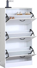 Load image into Gallery viewer, 3 Drawer Shoe Cabinet Cupboard Shoe Storage Organiser White Furniture Unit 60x24x116 cm
