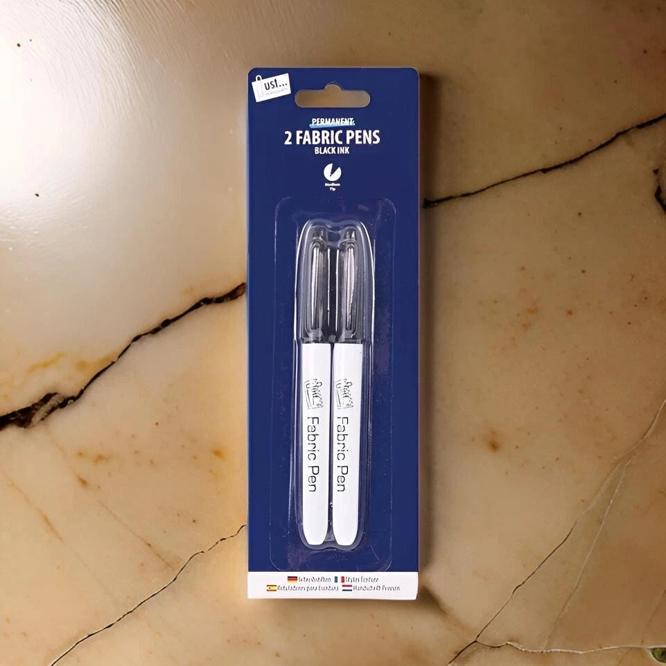 2 x Permanent Fabric Pens Clothes Textile Label Laundry Waterproof Marker Pen