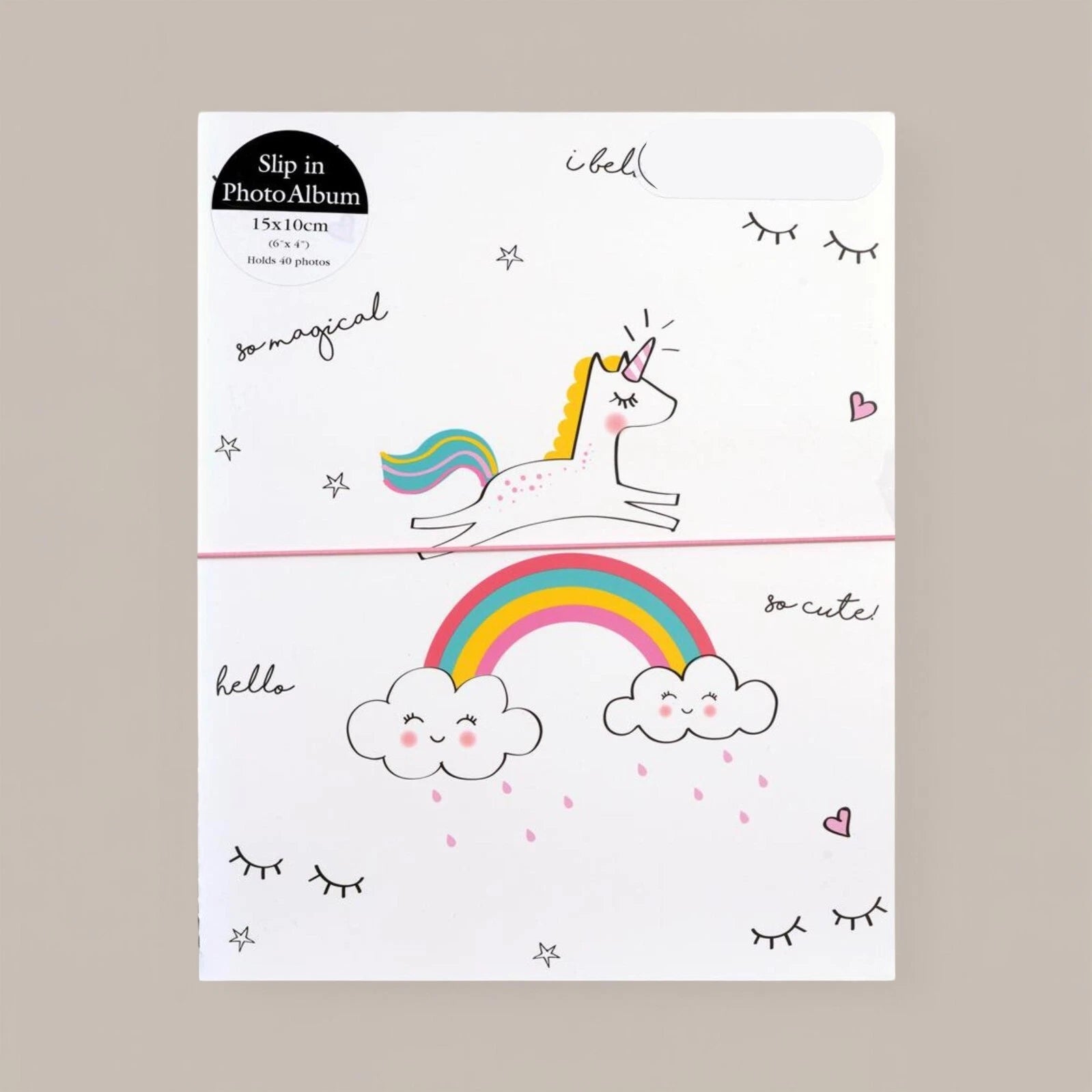 Slip-In Photo Album 6x4 Holds 40 Photos | Slim Unicorn Design Family Memory Book for Birthday & Gifts