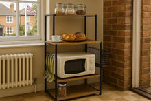 Load image into Gallery viewer, 4 Tier Microwave Oven Stand Shelf Rack With Hooks Kitchen Cutlery Storage 75.5x40x123 cm
