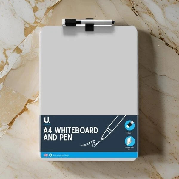 A4 Whiteboard Magnetic Double Sided Dry Wipe Re-writable Pen School Home Office