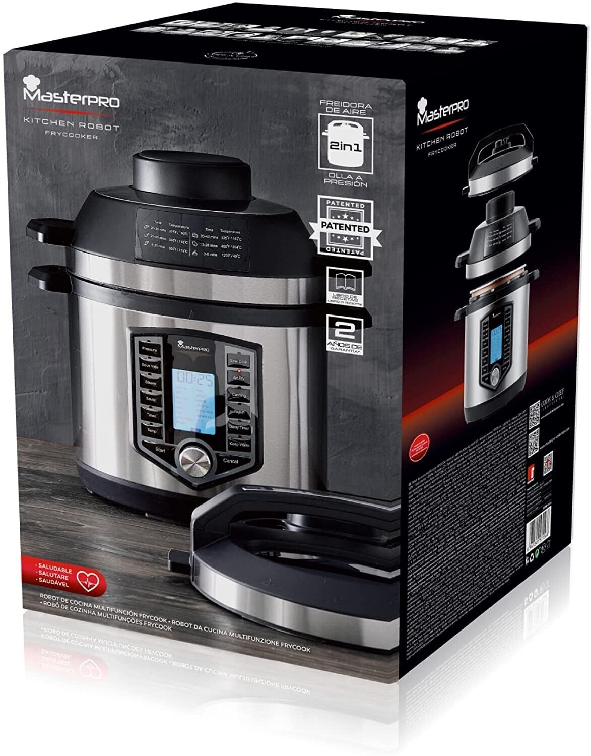 MasterPro 12-in-1 Multi Cooker Pressure 6L 1500W Small Kitchen Appliances Electric Air Fryer Slow Cook Rice Yogurt Maker Keep Warm
