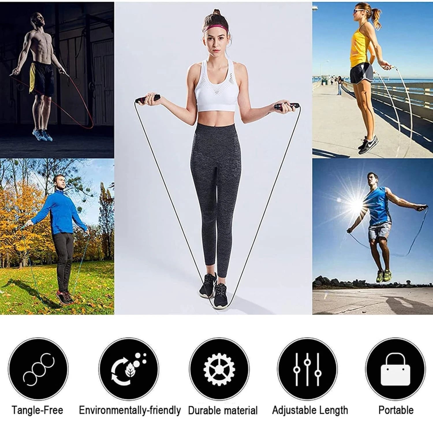 Skipping Rope Adjustable Adult Jump Rope Gym Fitness Exercise Workout Training