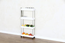 Load image into Gallery viewer, 4 Tier Kitchen Storage Trolley on Wheels Plastic Organiser Living Room Bathroom 40x12.5x85 cm

