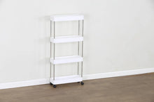 Load image into Gallery viewer, 4 Tier Kitchen Storage Trolley on Wheels Plastic Organiser Living Room Bathroom 40x12.5x85 cm
